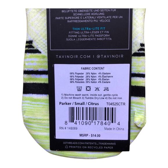 TAVI Sport NIP Women Ultra Lite Compression Low Rise Parker Socks Citrus Small - Picture 8 of 9